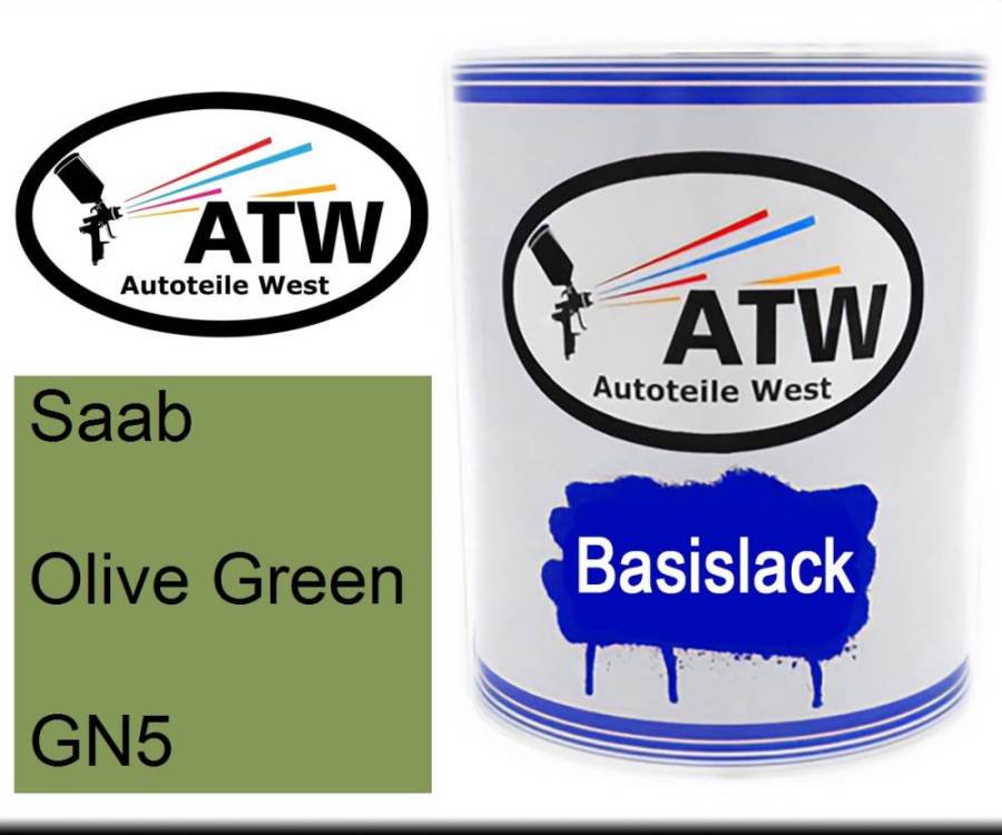 Saab, Olive Green, GN5: 1L Lackdose, von ATW Autoteile West.